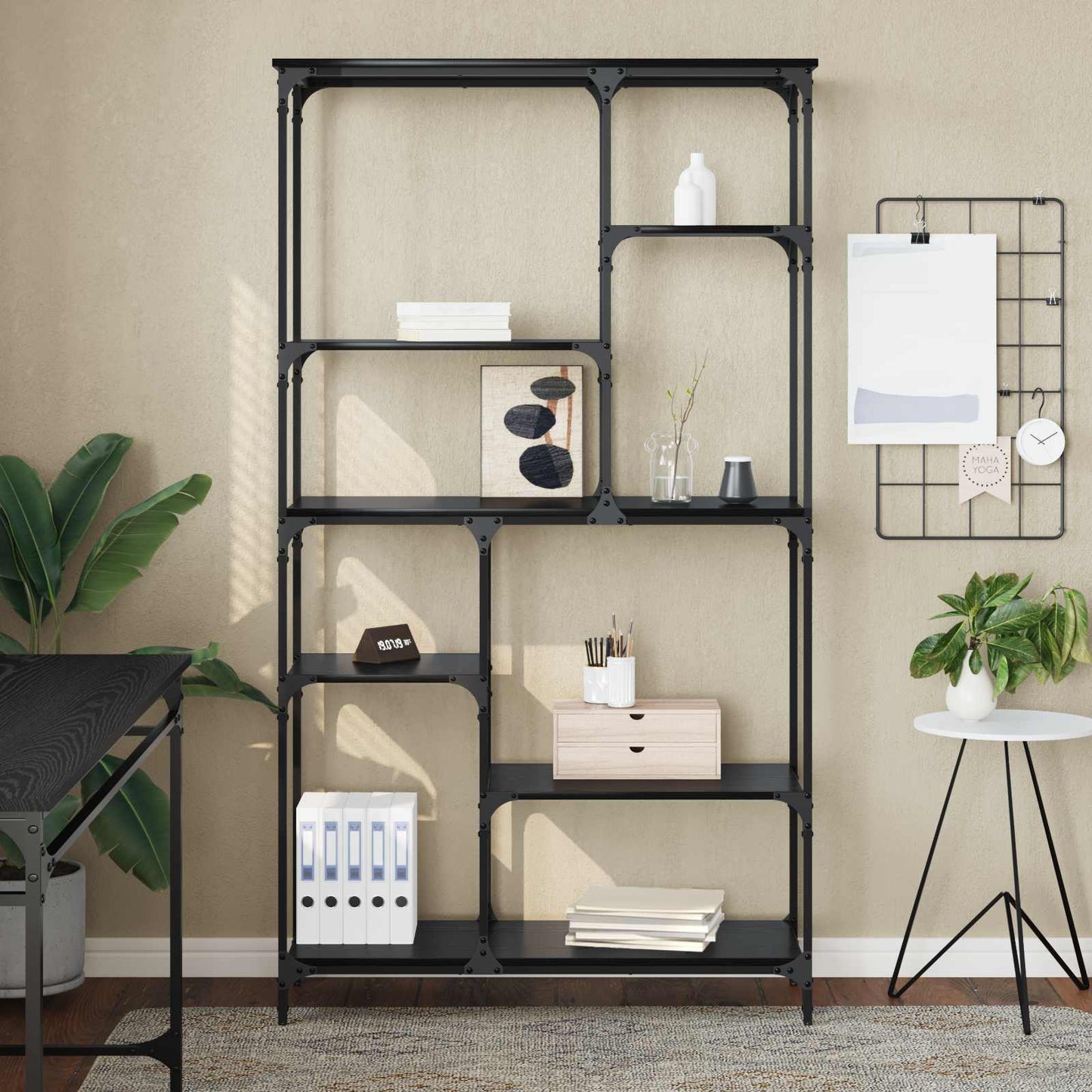 vidaXL Ράφι Βιβλίων Μαύρη Οξυά 99 x 35,5 x 176 cm Επεξεργασμένο ξύλο