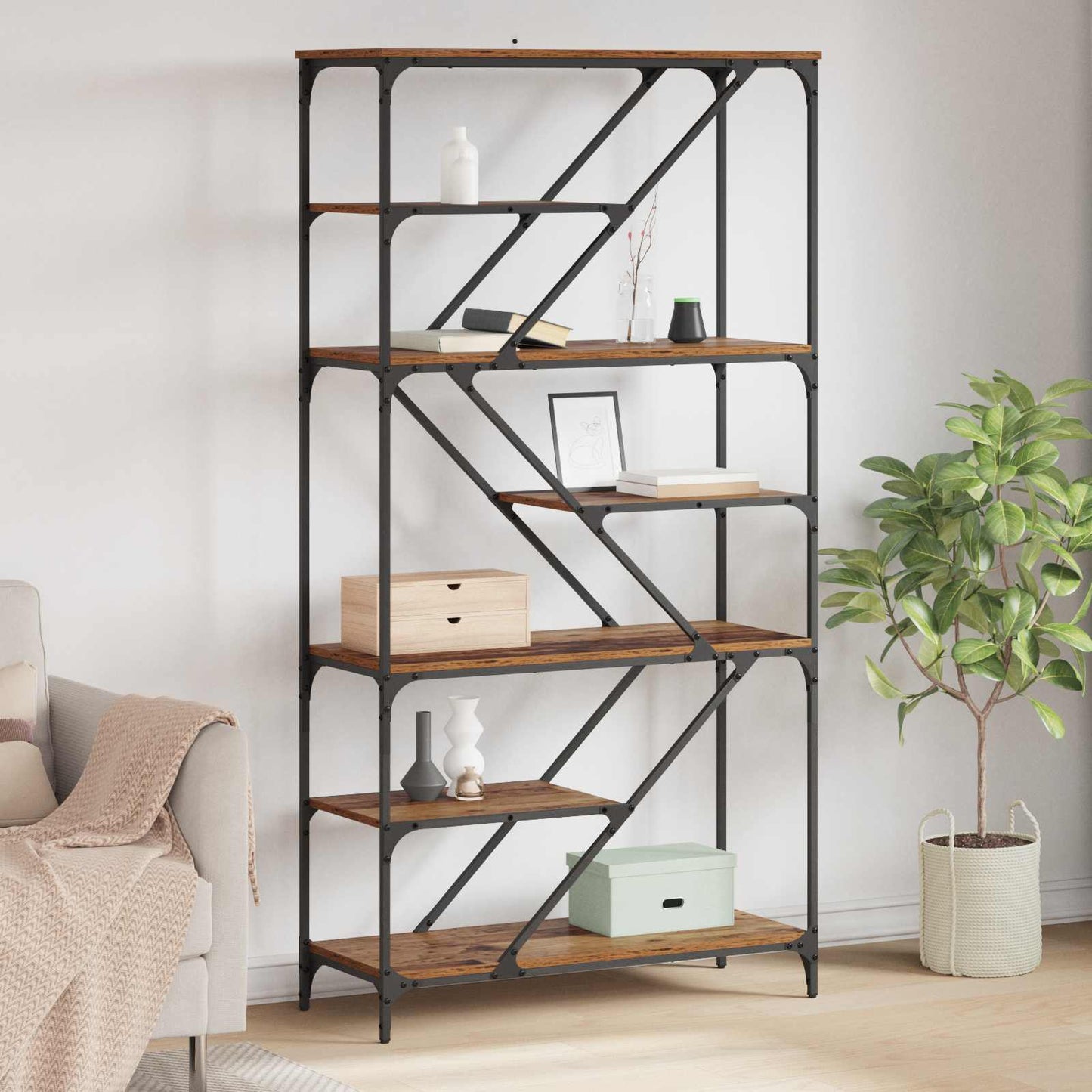 vidaXL Ράφι Βιβλίων Παλιό Ξύλο 91 x 36 x 176 εκ Επεξεργασμένο ξύλο