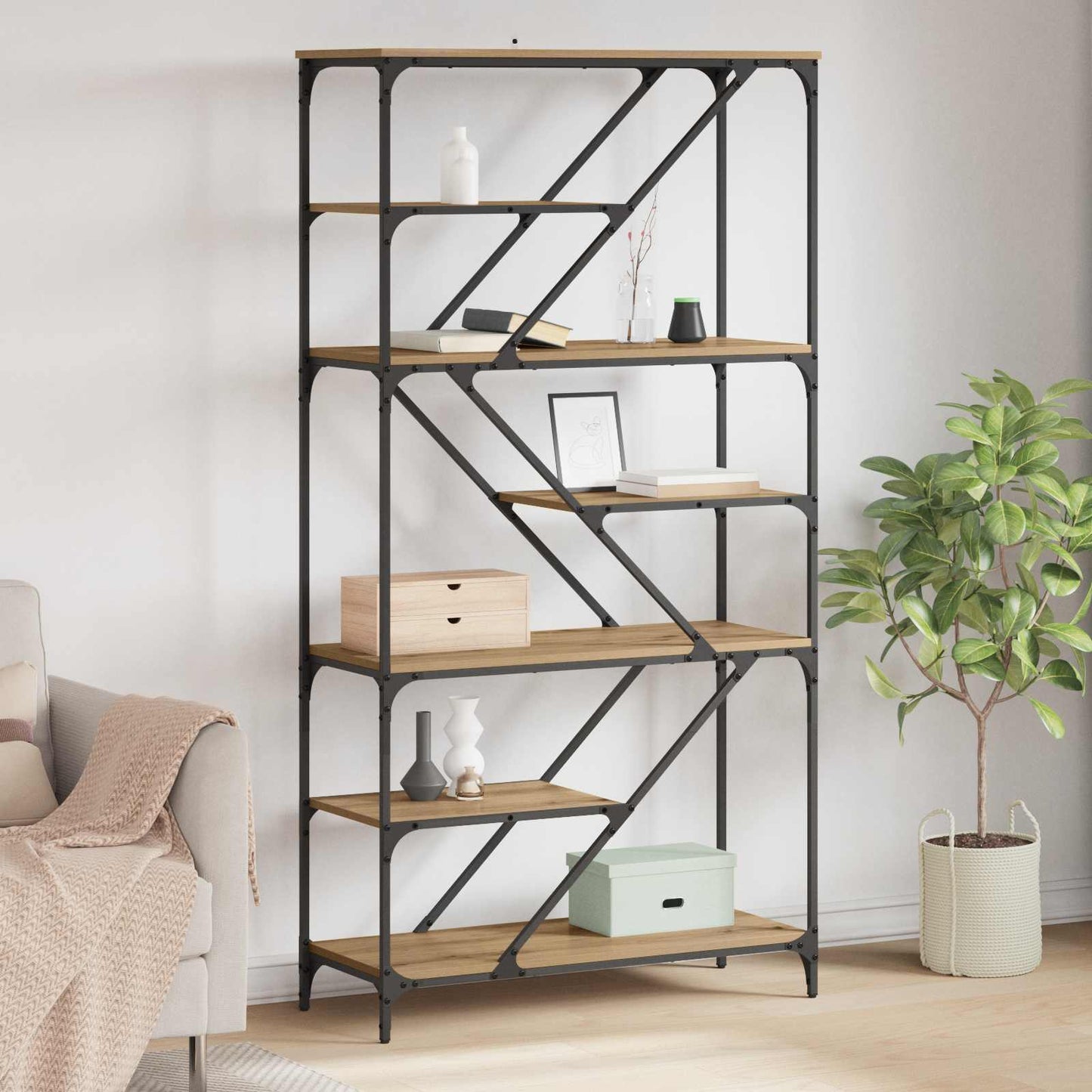vidaXL Ράφι Βιβλίων Artisan Oak 91 x 36 x 176 εκ Επεξεργασμένο ξύλο