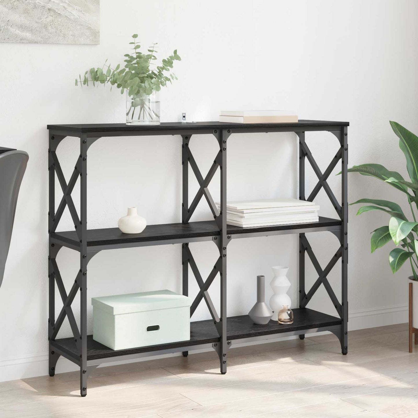 vidaXL Τραπέζι κονσόλας Μαύρη Οξυά 100 x 28 x 80,5 εκ.