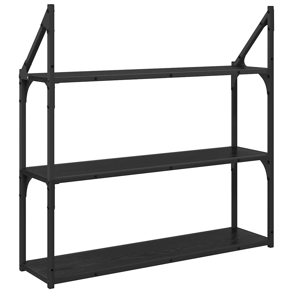 vidaXL Ράφι Τοίχου Μαύρη Οξυά 80 x 21 x 78,5 cm Επεξεργασμένο ξύλο
