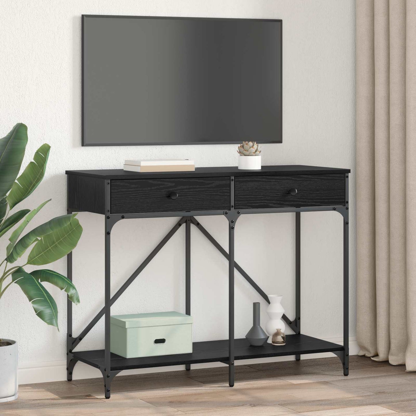 vidaXL Τραπέζι κονσόλας Μαύρη Οξυά 100 x 39 x 78,5 εκ