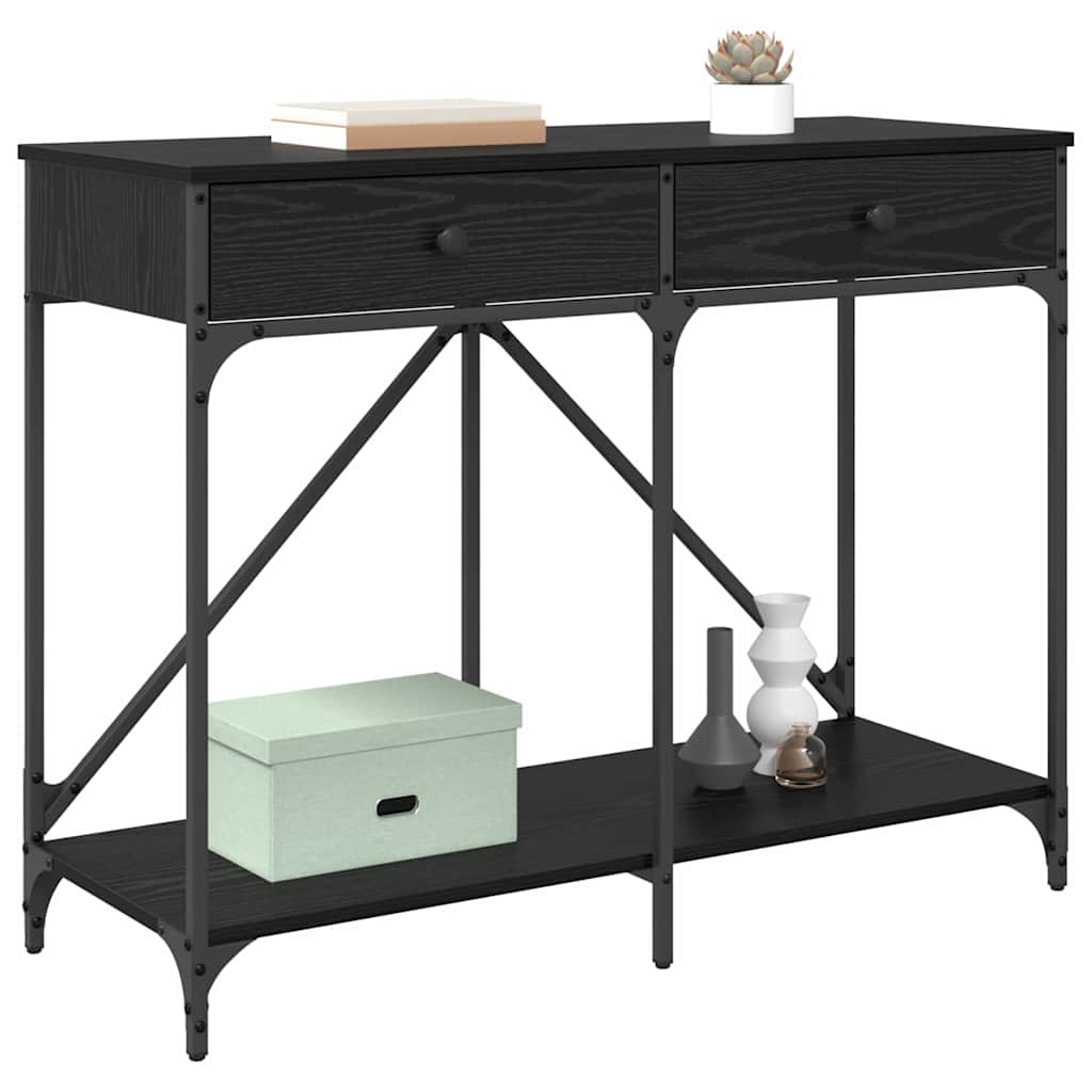 vidaXL Τραπέζι κονσόλας με συρτάρι Μαύρη Οξυά 100 x 39 x 78,5 εκ
