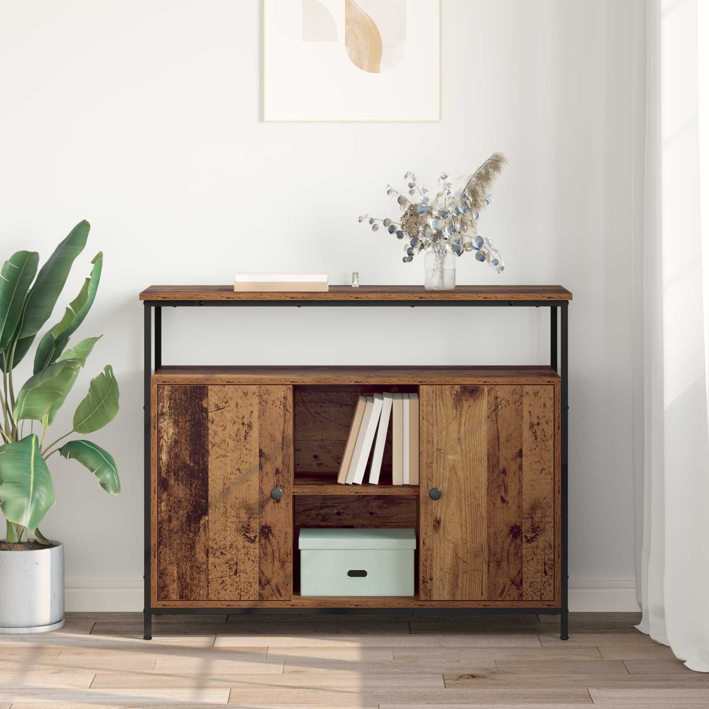 vidaXL Πλαϊνό γραφείο Παλιό Ξύλο 100 x 35 x 80 εκ. Επεξεργασμένο ξύλο