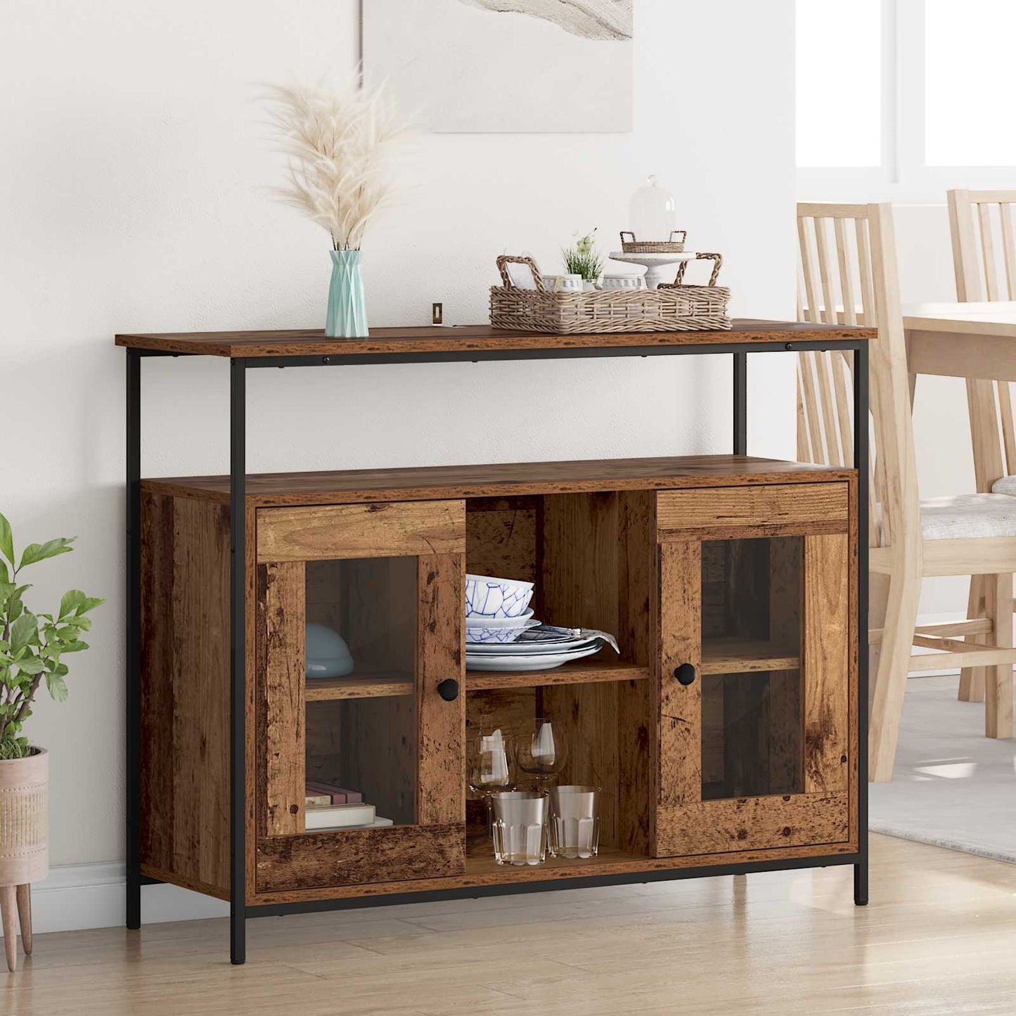 vidaXL Πλαϊνό γραφείο Παλιό Ξύλο 100 x 35 x 80 εκ. Επεξεργασμένο ξύλο