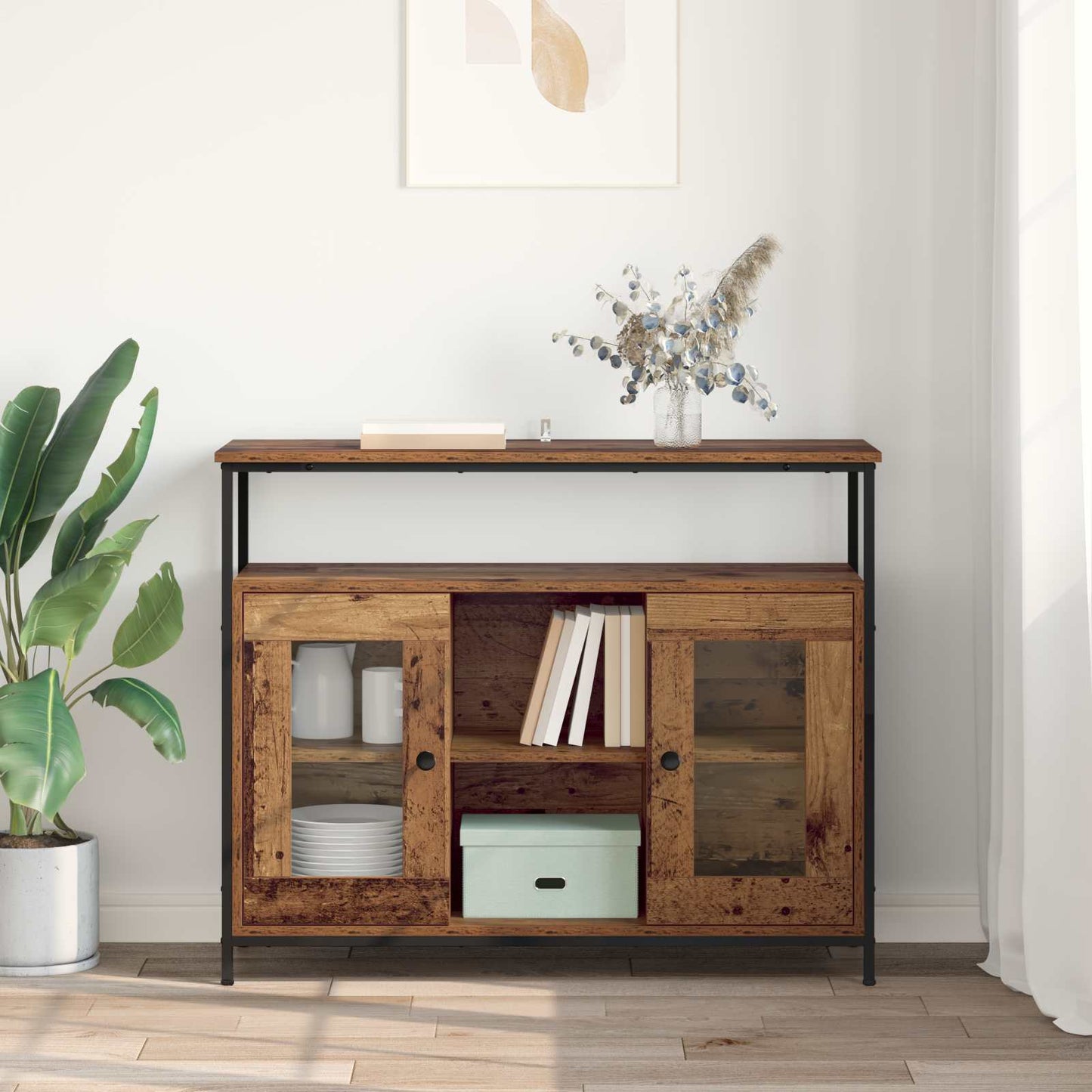 vidaXL Πλαϊνό γραφείο Παλιό Ξύλο 100 x 35 x 80 εκ. Επεξεργασμένο ξύλο