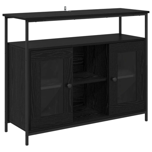 vidaXL Πλαϊνό γραφείο Μαύρη Οξυά 100 x 35 x 80 εκ. Επεξεργασμένο ξύλο
