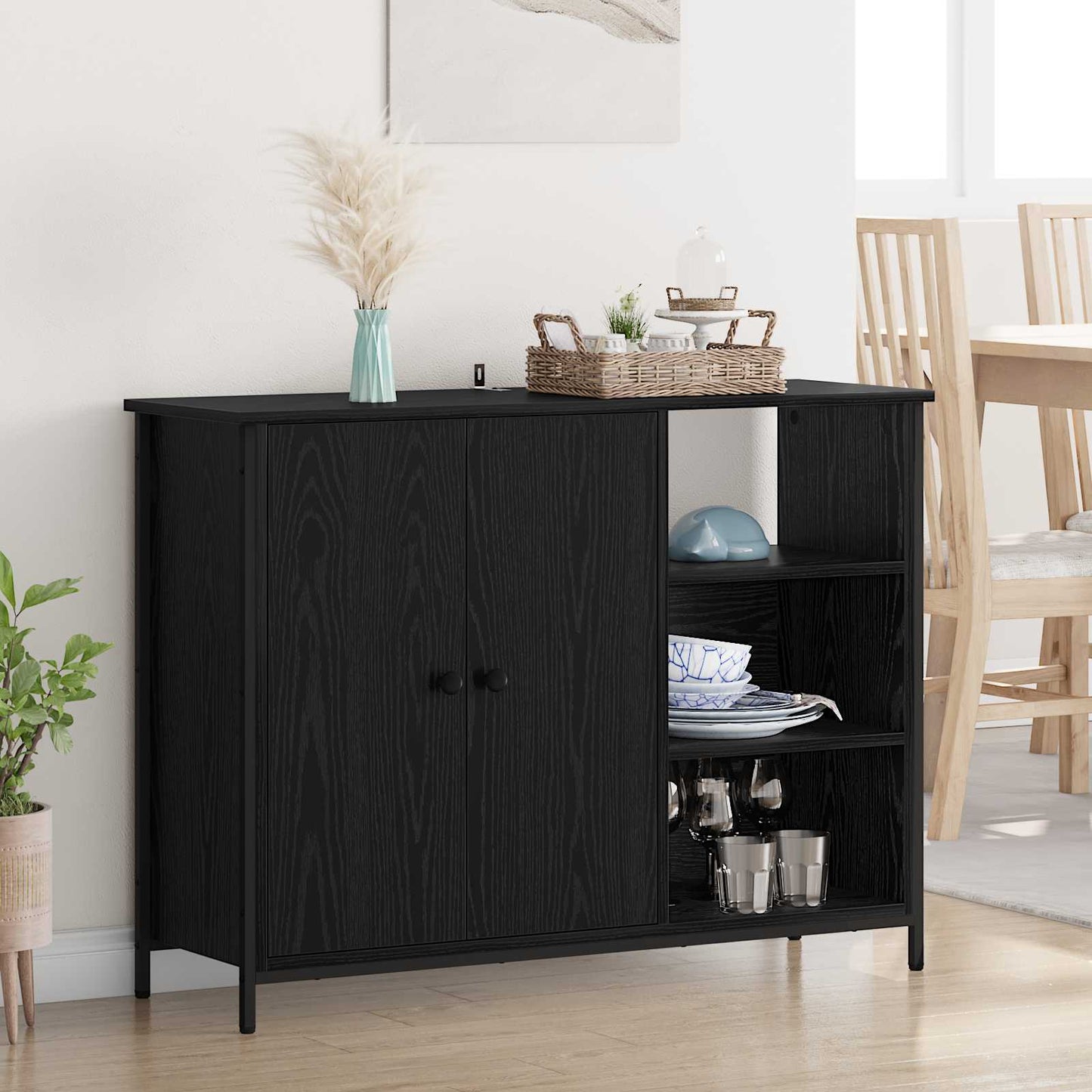 vidaXL Πλαϊνό γραφείο Μαύρη Οξυά 100 x 33 x 75 εκ Επεξεργασμένο ξύλο