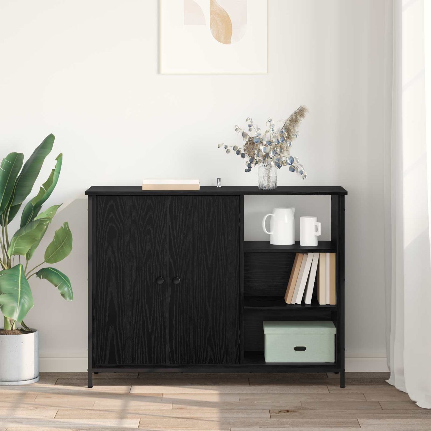 vidaXL Πλαϊνό γραφείο Μαύρη Οξυά 100 x 33 x 75 εκ Επεξεργασμένο ξύλο