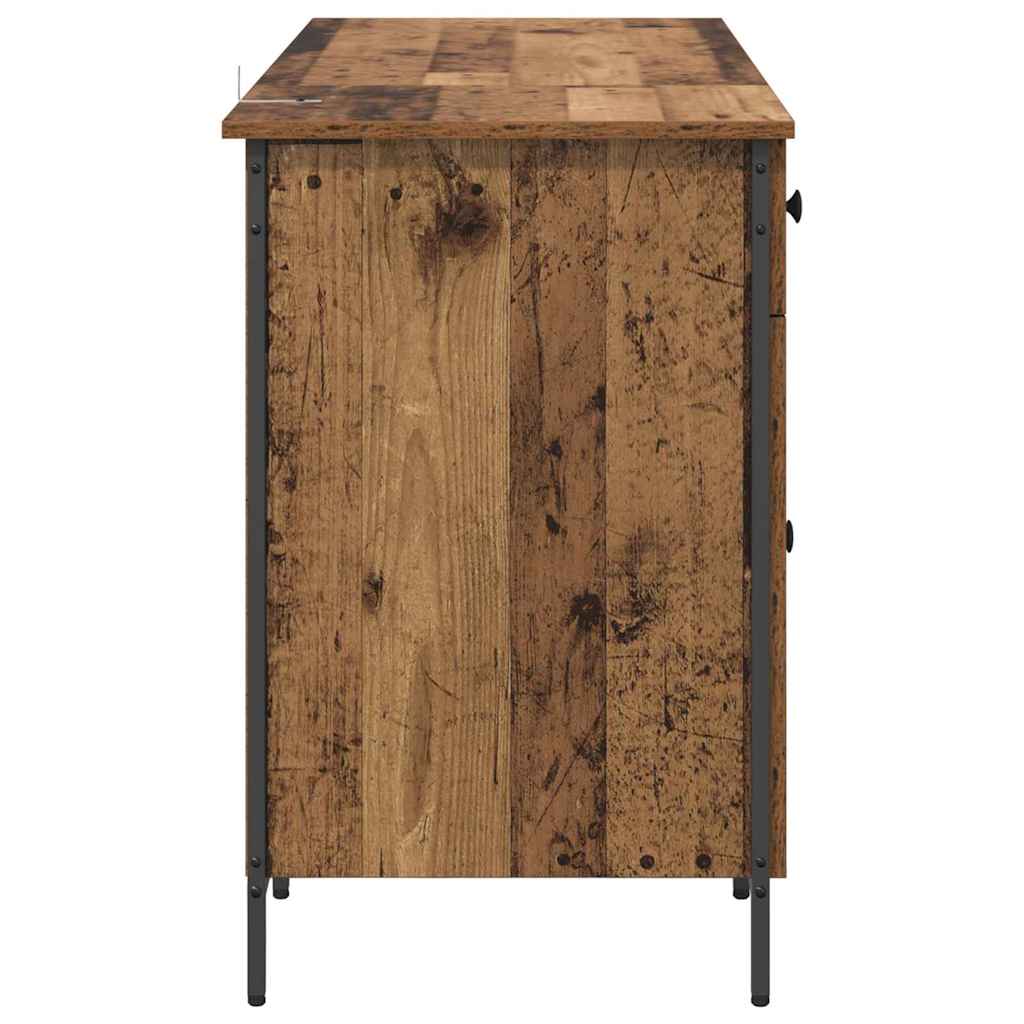 vidaXL Γραφείο Υπολογιστή με συρτάρι Παλιό Ξύλο 131 x 48 x 75 εκ.