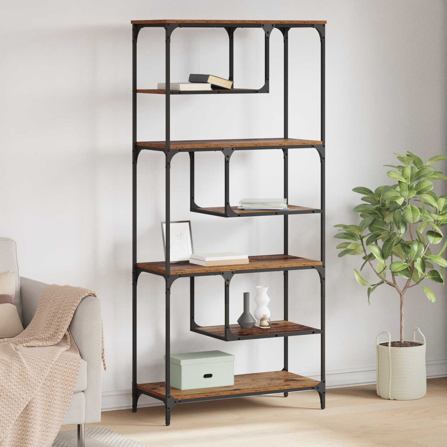 vidaXL Βιβλιοθήκη Παλαιό ξύλο 81 x 36 x 176 εκ Επεξεργασμένο ξύλο