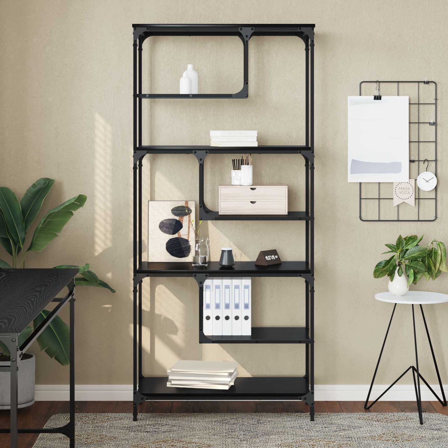 vidaXL Βιβλιοθήκη Μαύρη δρυς 81 x 36 x 176 εκ Επεξεργασμένο ξύλο