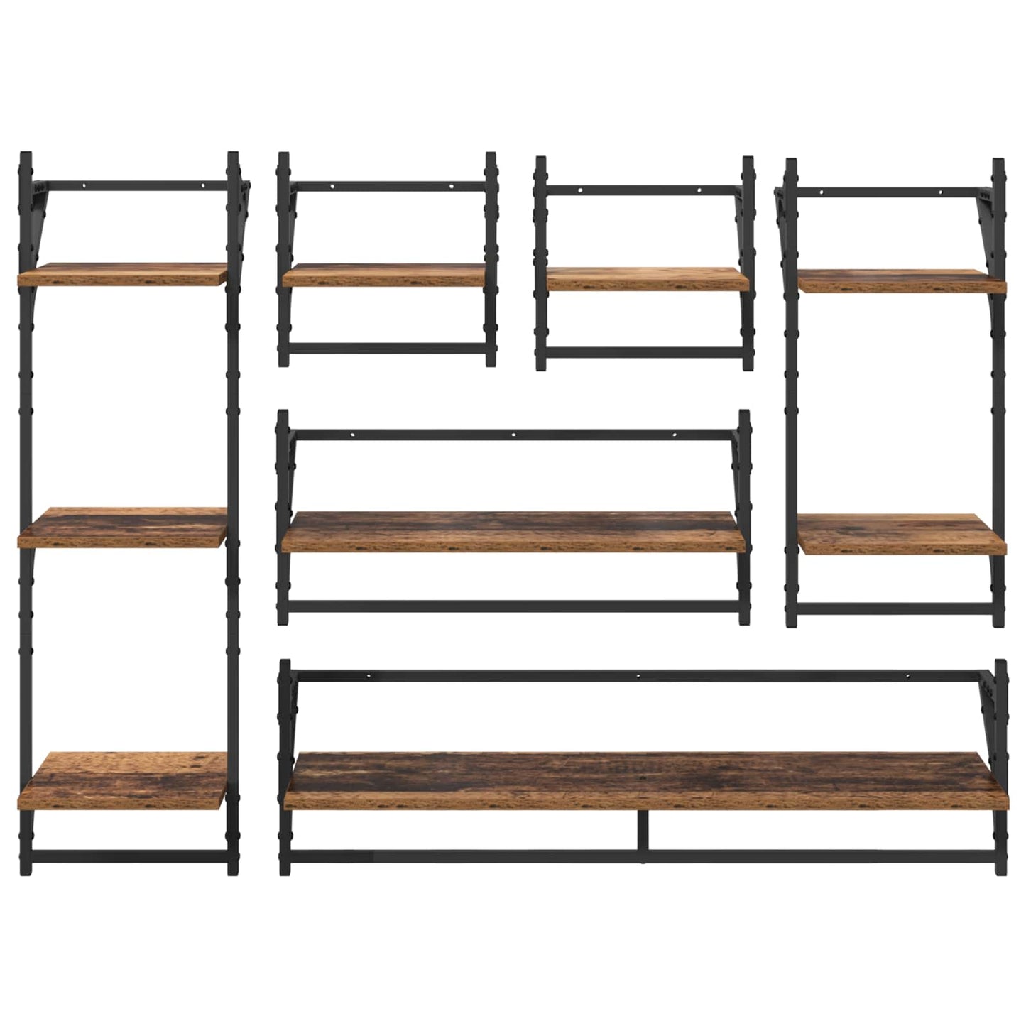 vidaXL Σετ ραφιών τοίχου 6 τμχ. Παλιό Ξύλο 100 x 25 x 30 cm