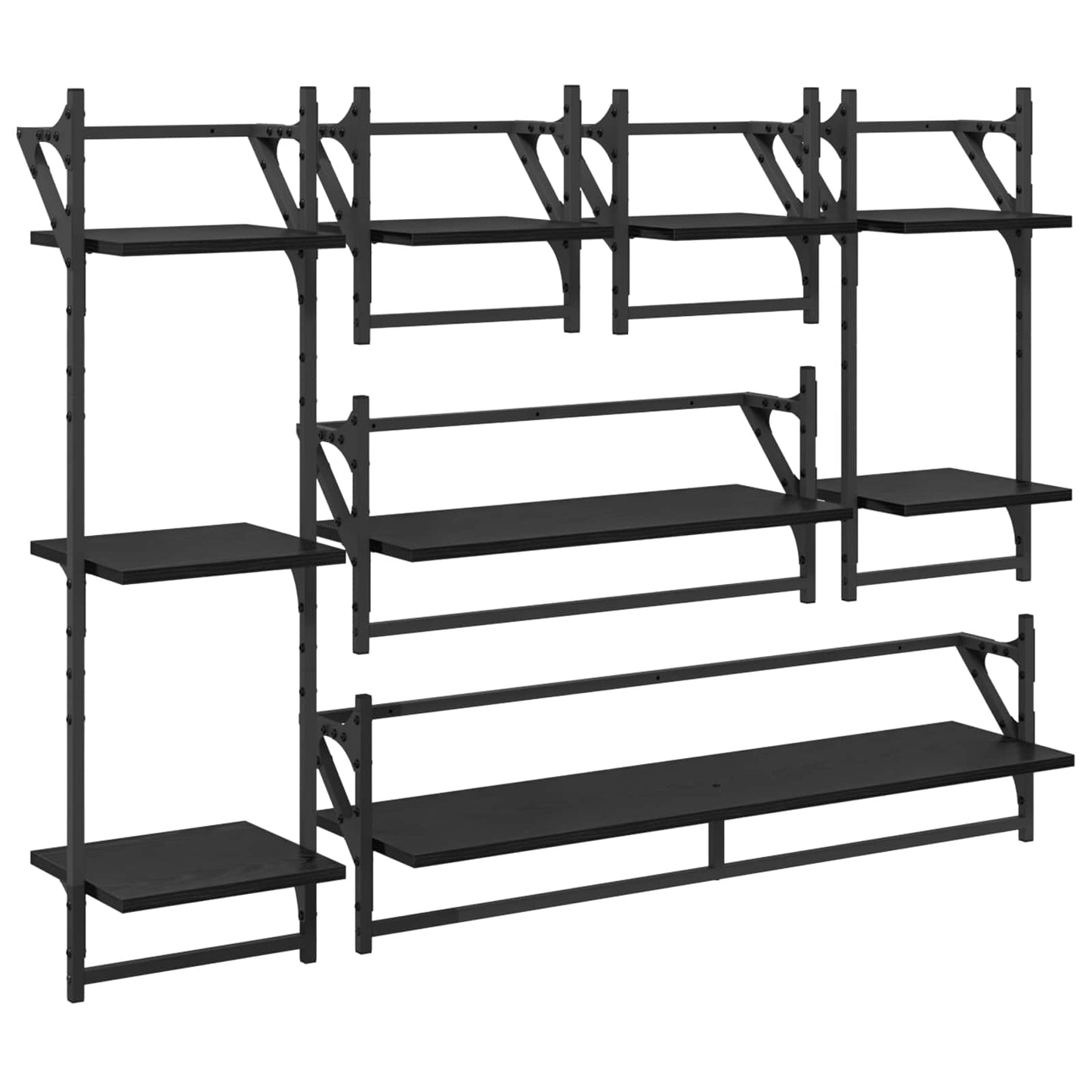vidaXL Σετ ραφιών τοίχου 6 τμχ. Μαύρη Οξυά 100 x 25 x 30 cm