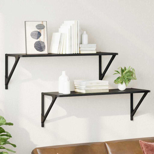 vidaXL Ράφια Τοίχου 2 τμχ. Μαύρη Οξυά 80 x 25 x 25,5 cm