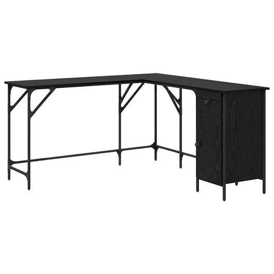 vidaXL Γραφείο Μαύρη Οξυά Επεξεργασμένο Ξύλο 141 x 141 x 75 εκ