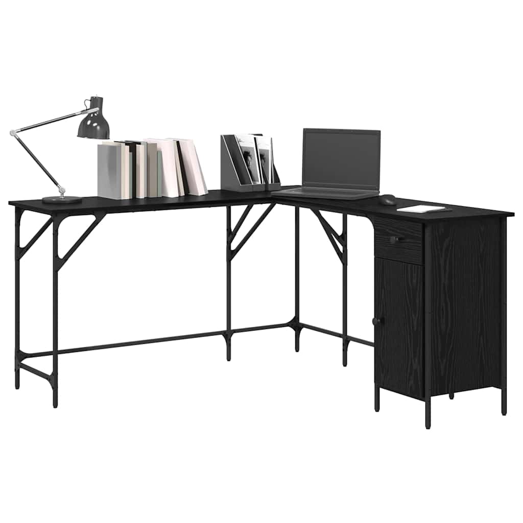vidaXL Γραφείο Μαύρη Οξυά Επεξεργασμένο Ξύλο 141 x 141 x 75 εκ