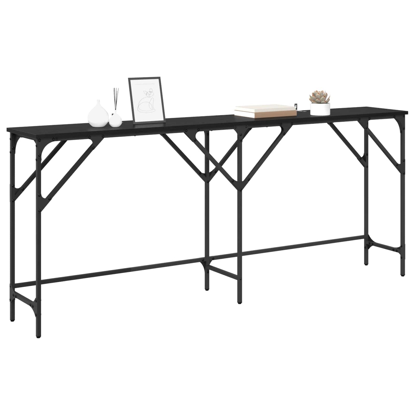 vidaXL Τραπέζι κονσόλας Μαύρη Οξυά 180 x 30 x 75 εκ Επεξεργασμένο ξύλο