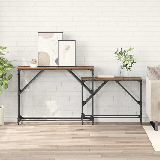 vidaXL Τραπέζι κονσόλας 2 pcs Παλιό Ξύλο 100 x 28 x 75 εκ.