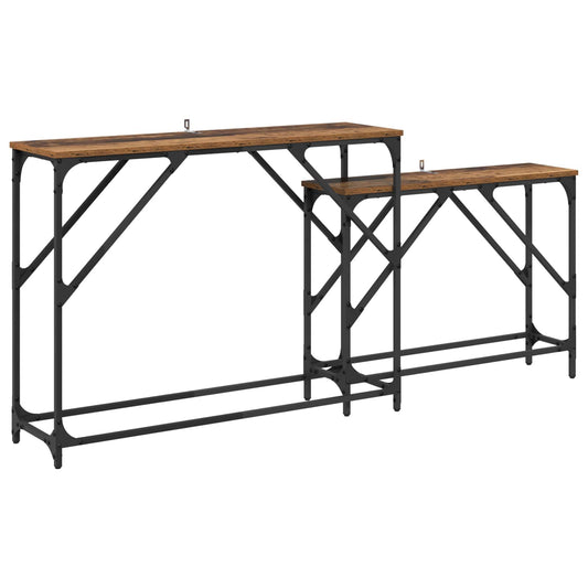 vidaXL Τραπέζι κονσόλας 2 pcs Παλιό Ξύλο 100 x 28 x 75 εκ.