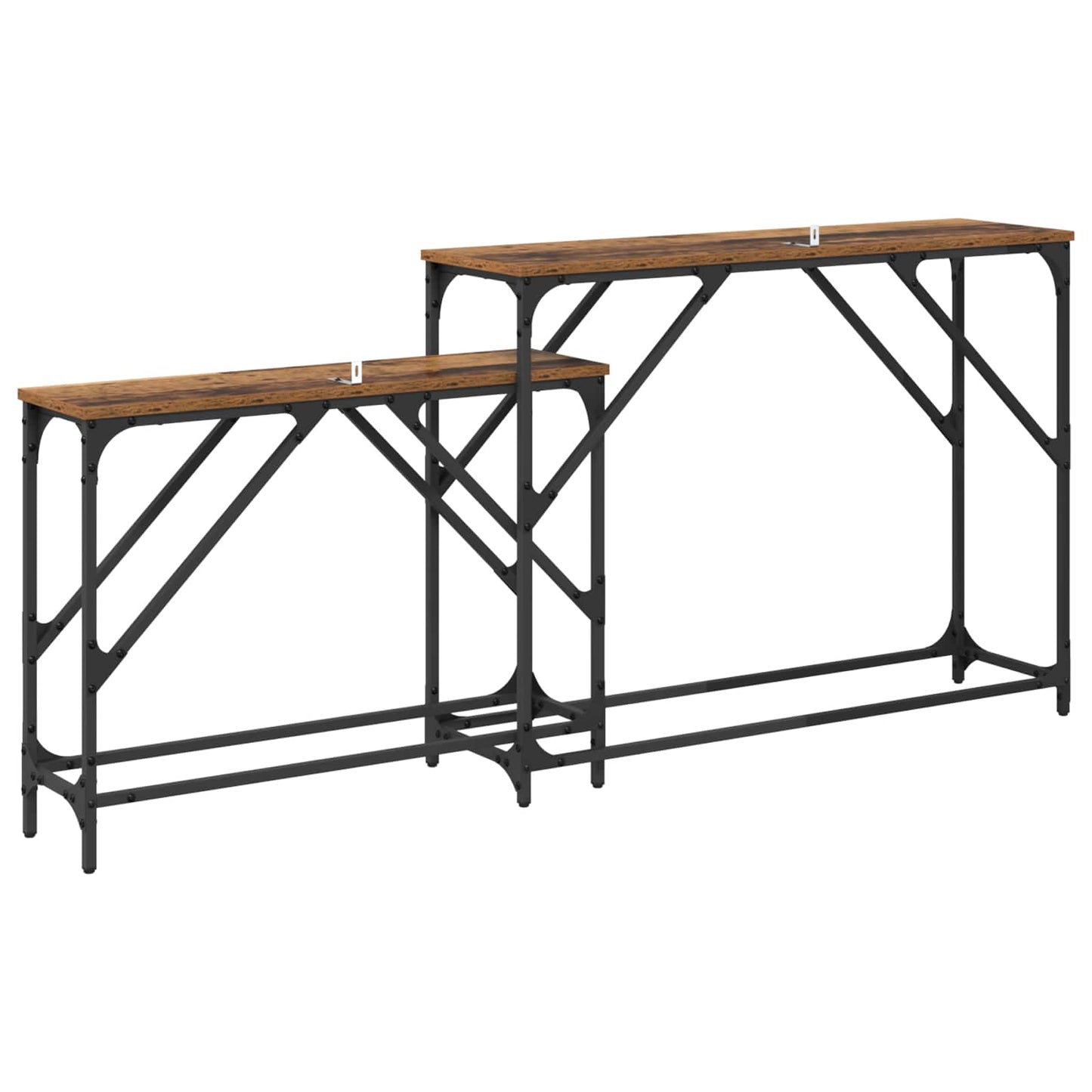 vidaXL Τραπέζι κονσόλας 2 pcs Παλιό Ξύλο 100 x 28 x 75 εκ.