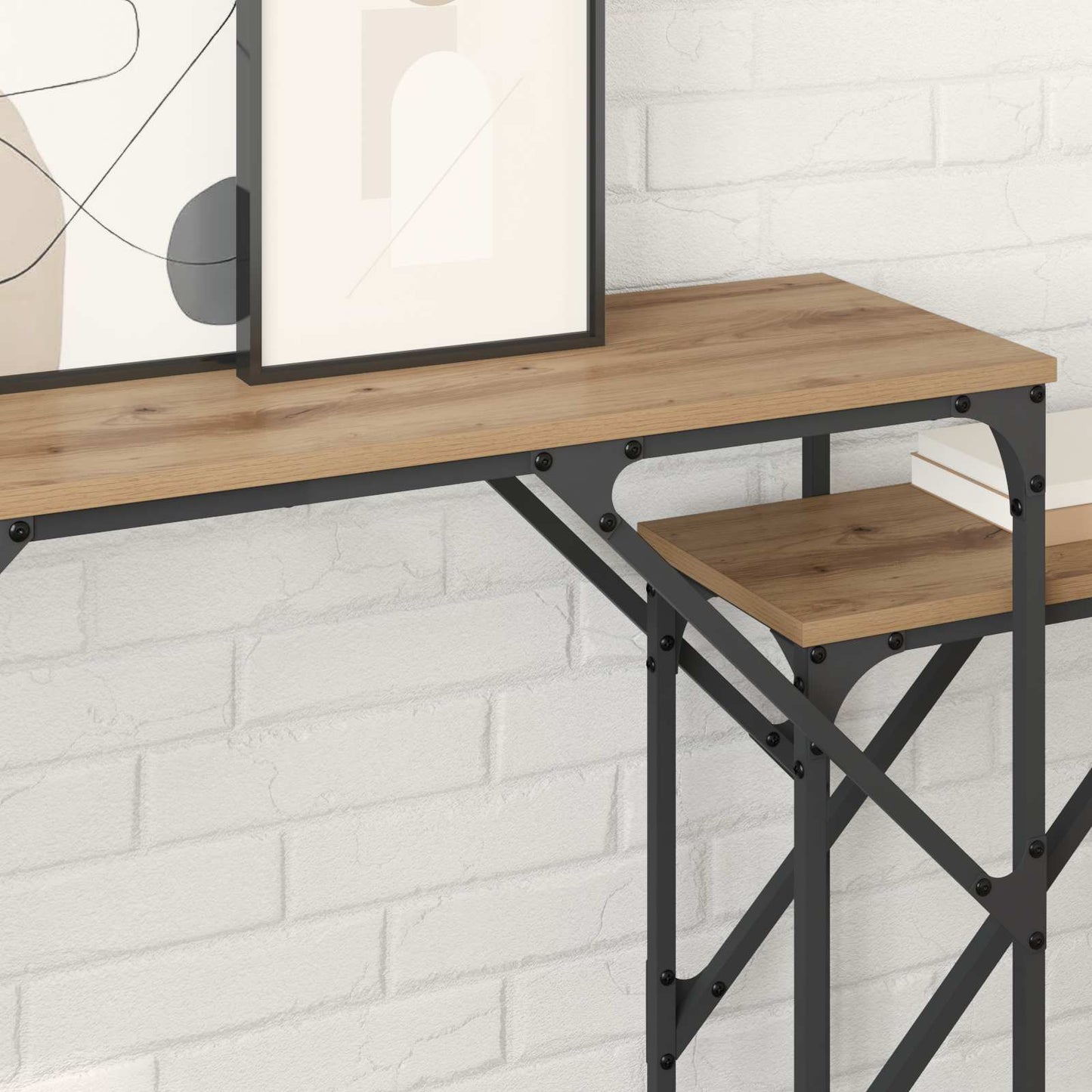 vidaXL Τραπέζι κονσόλας 2 pcs Artisan Oak 100 x 28 x 75 εκ.