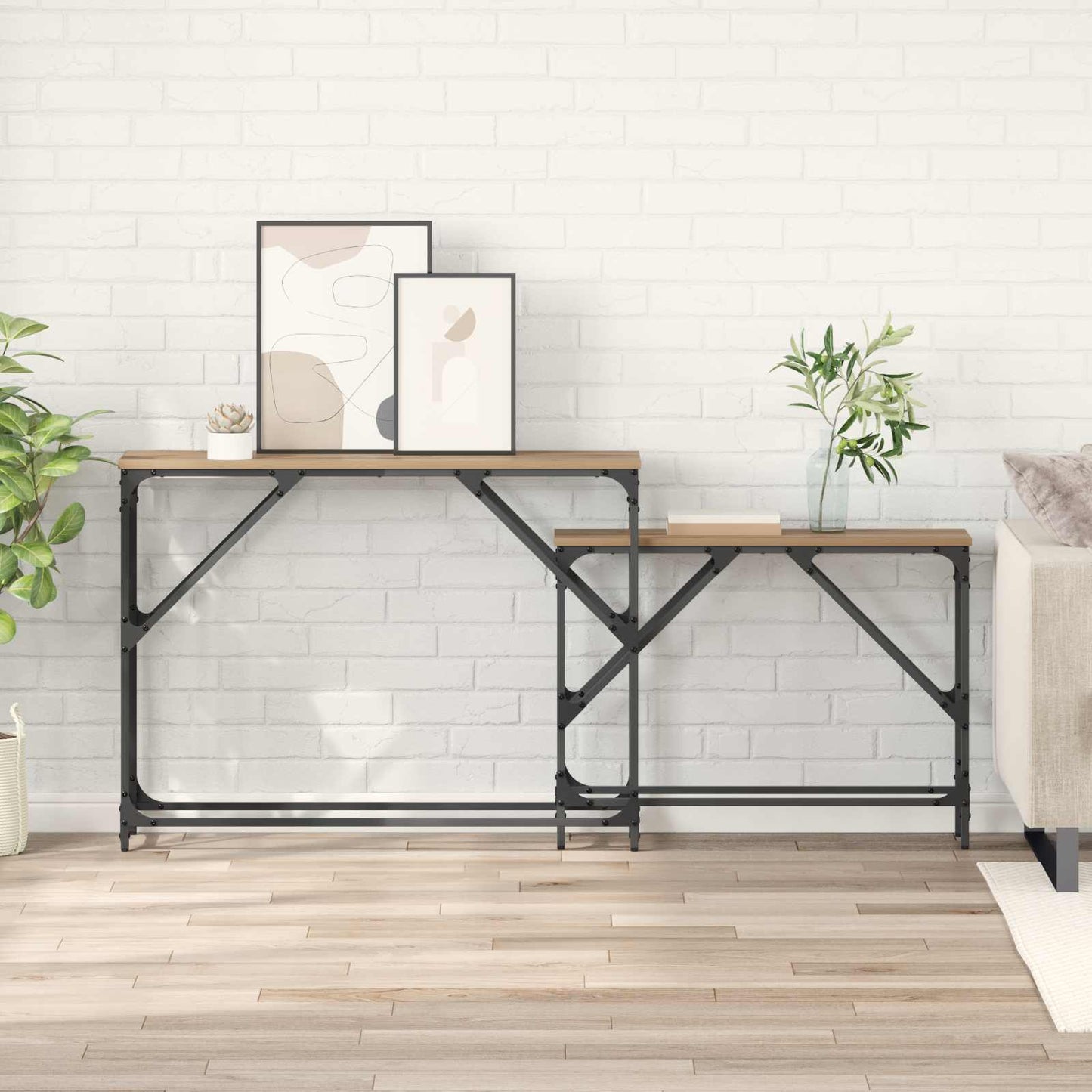 vidaXL Τραπέζι κονσόλας 2 pcs Artisan Oak 100 x 28 x 75 εκ.