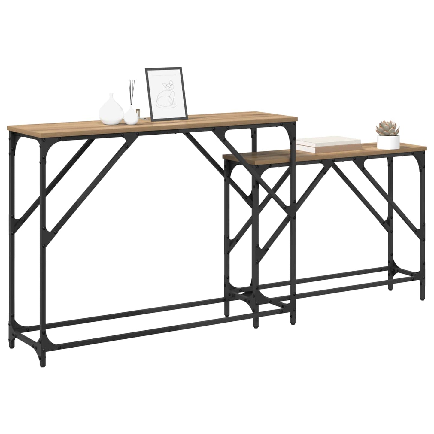 vidaXL Τραπέζι κονσόλας 2 pcs Artisan Oak 100 x 28 x 75 εκ.