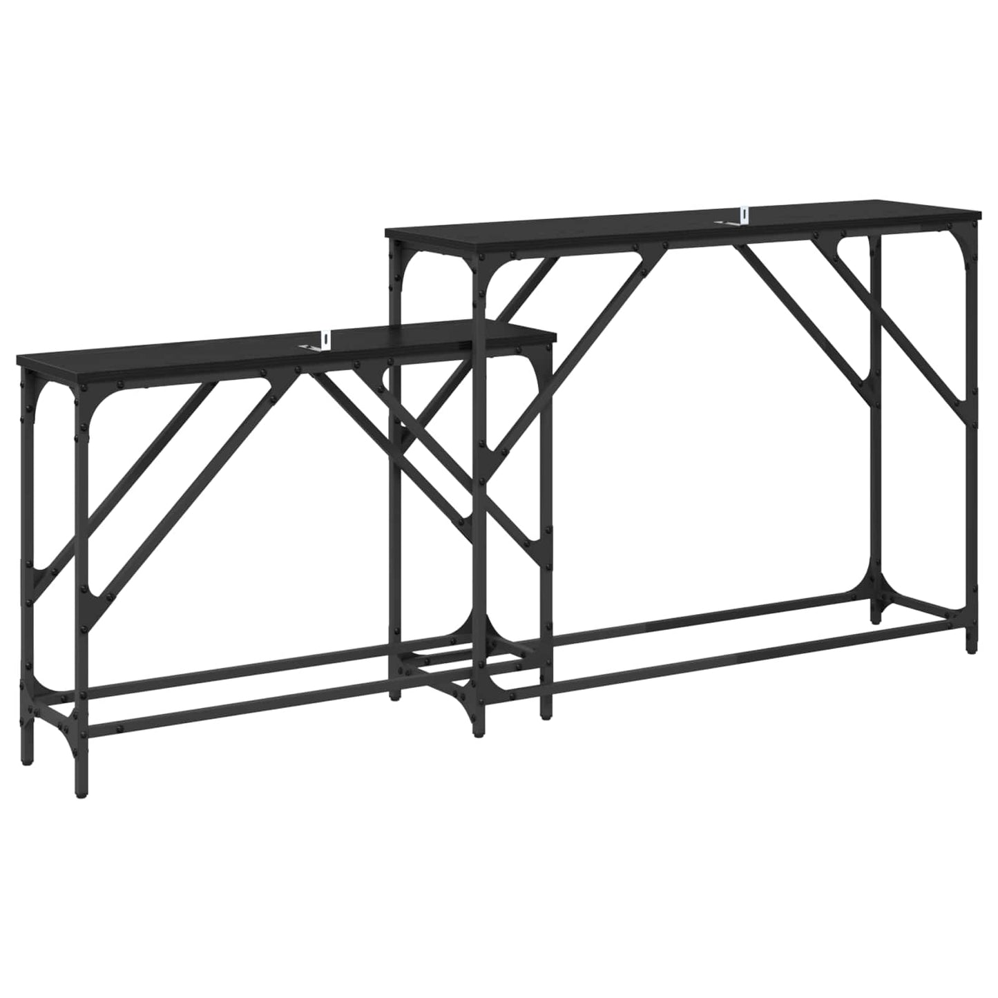 vidaXL Τραπέζι κονσόλας 2 pcs Μαύρη Οξυά 100 x 28 x 75 εκ.