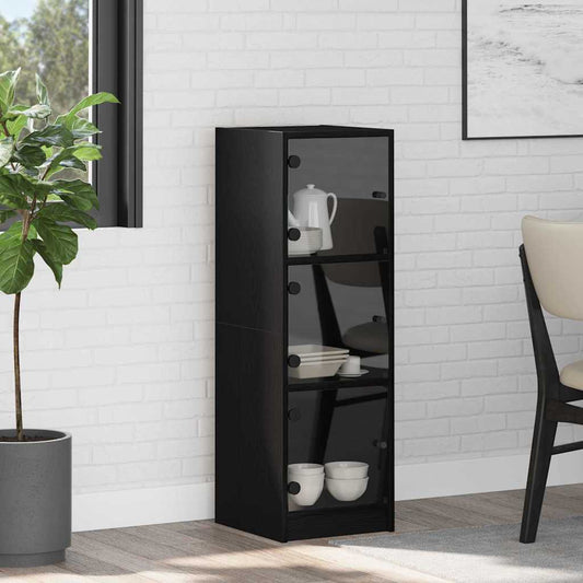 vidaXL Highboard Μαύρη Οξυά 35 x 37 x 109 εκ Επεξεργασμένο ξύλο
