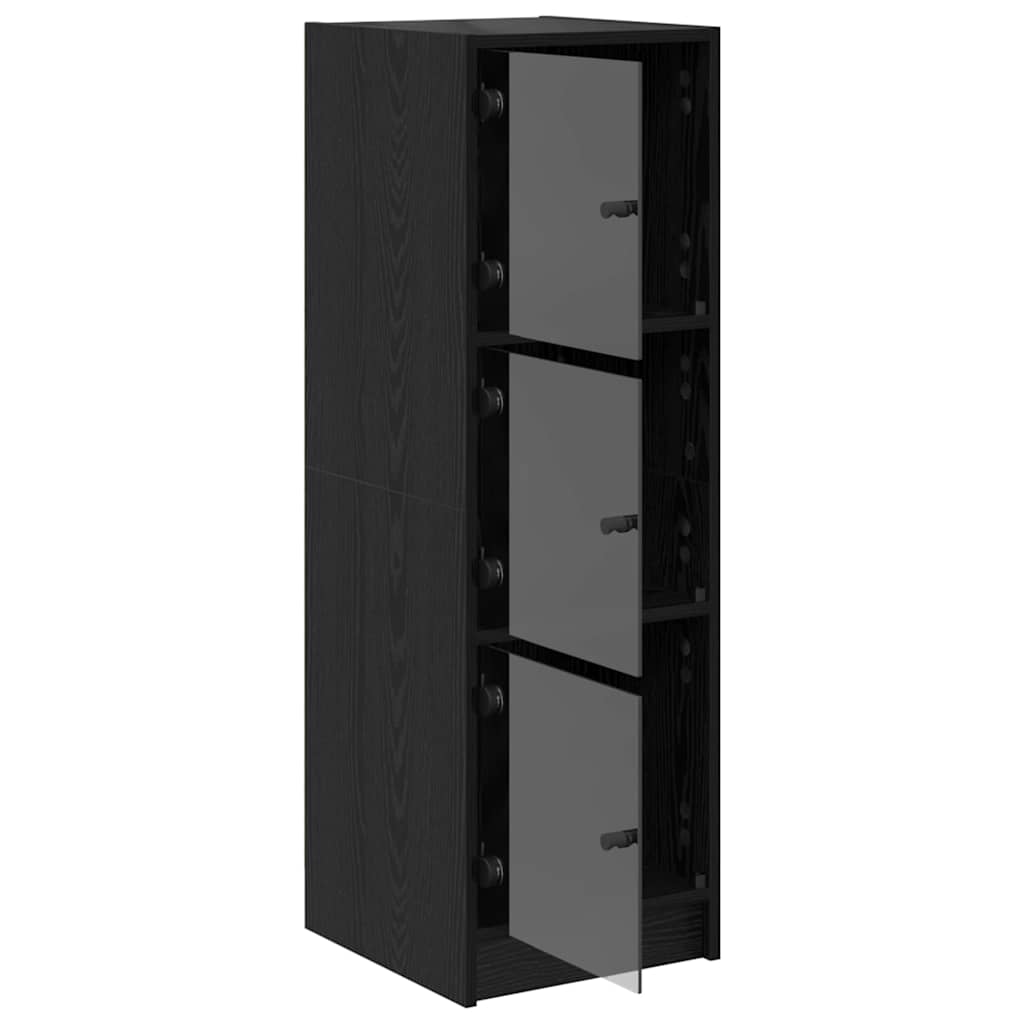 vidaXL Highboard Μαύρη Οξυά 35 x 37 x 109 εκ Επεξεργασμένο ξύλο