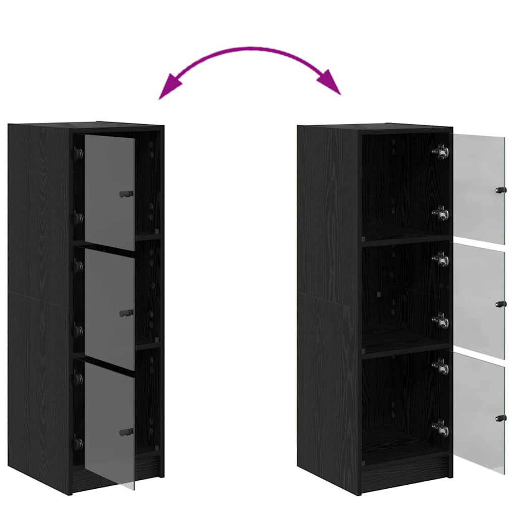 vidaXL Highboard Μαύρη Οξυά 35 x 37 x 109 εκ Επεξεργασμένο ξύλο