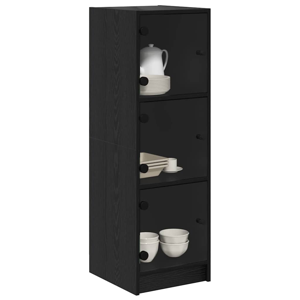 vidaXL Highboard Μαύρη Οξυά 35 x 37 x 109 εκ Επεξεργασμένο ξύλο