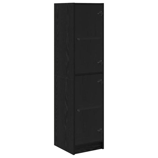 vidaXL Highboard Μαύρη Οξυά 35 x 37 x 142 εκ Επεξεργασμένο ξύλο