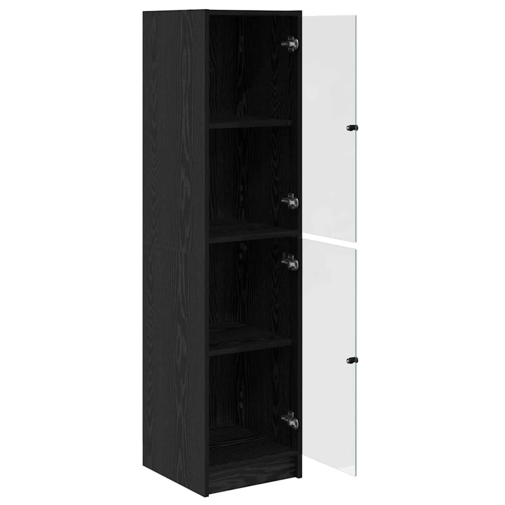 vidaXL Highboard Μαύρη Οξυά 35 x 37 x 142 εκ Επεξεργασμένο ξύλο