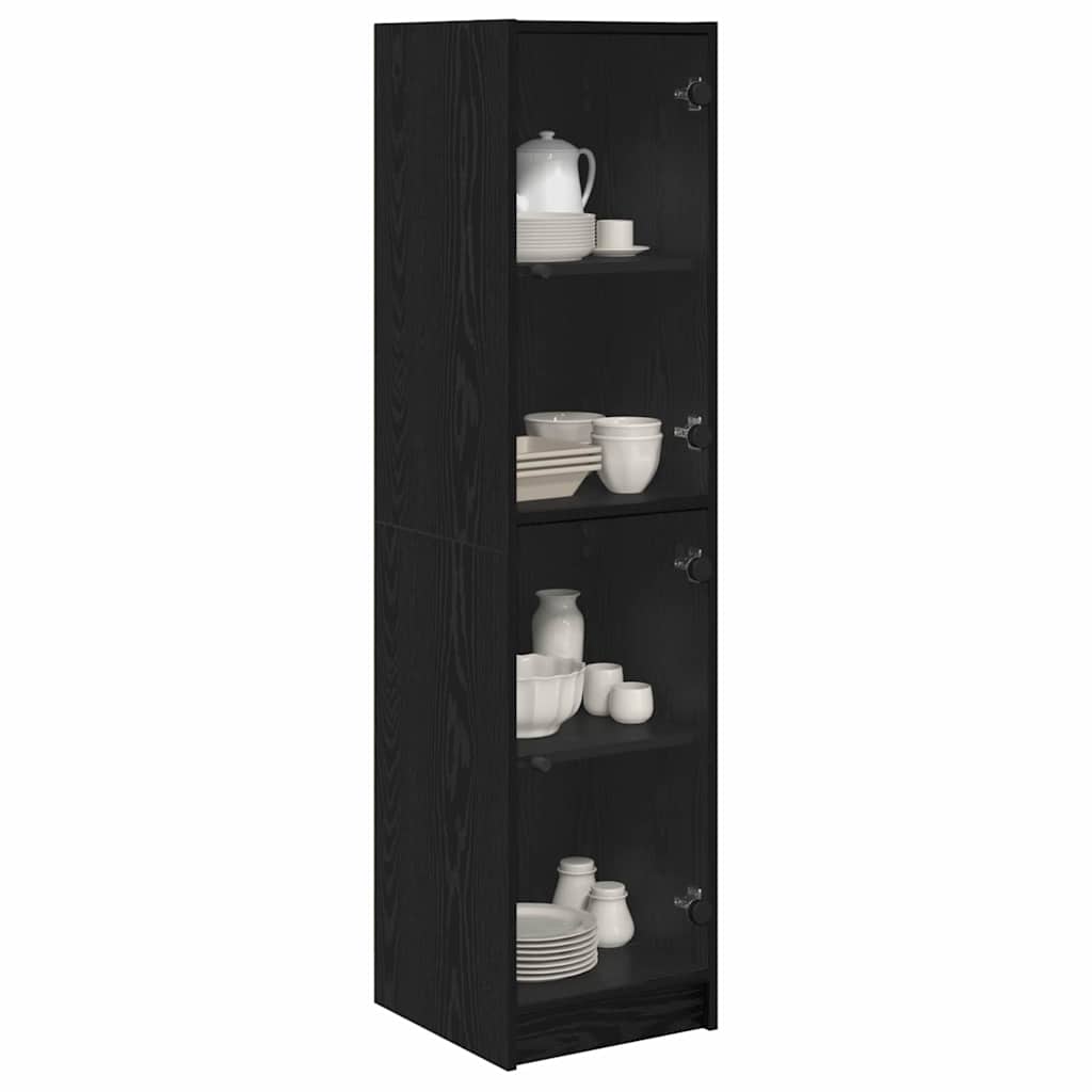 vidaXL Highboard Μαύρη Οξυά 35 x 37 x 142 εκ Επεξεργασμένο ξύλο