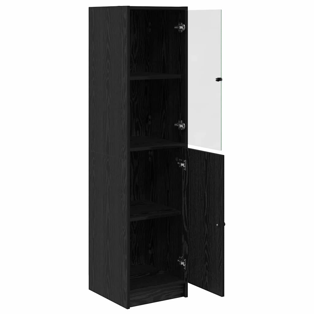 vidaXL Highboard Μαύρη Οξυά 35 x 37 x 142 εκ Επεξεργασμένο ξύλο