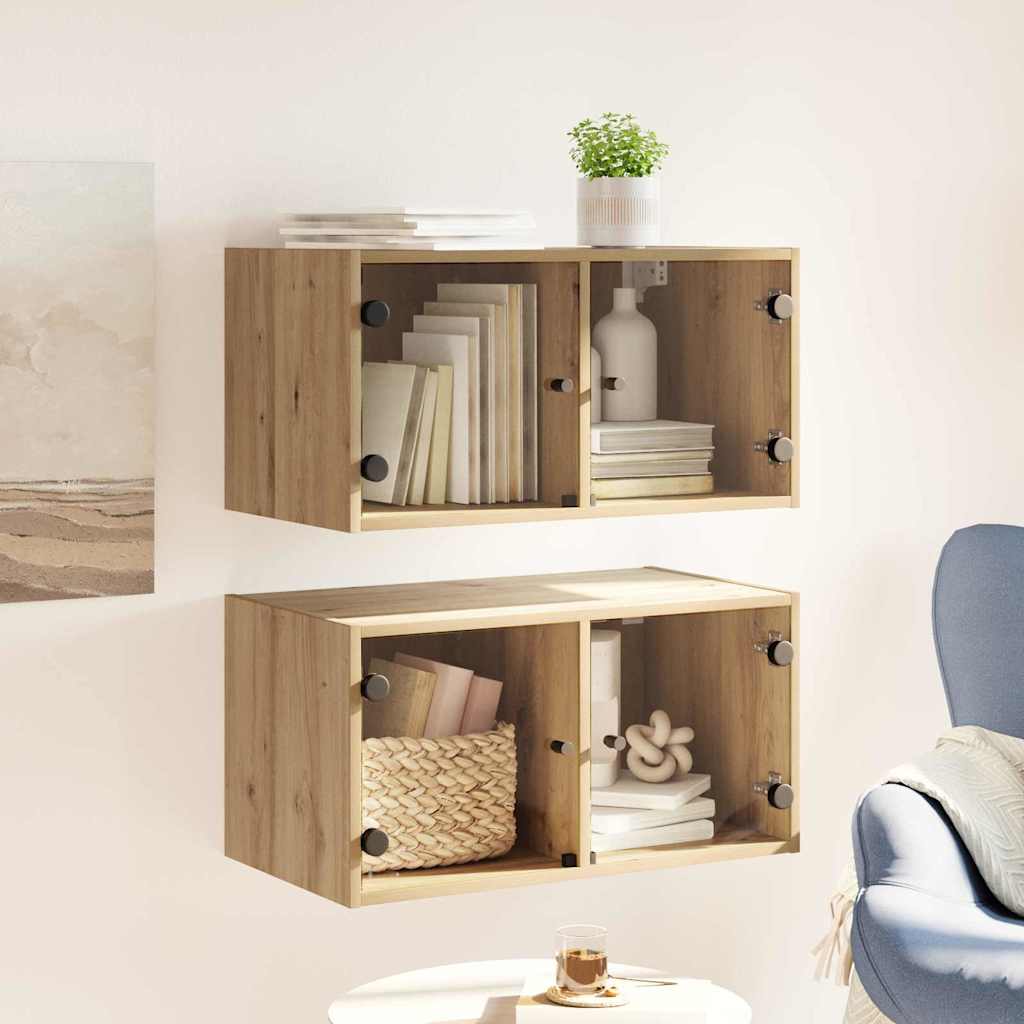 vidaXL Ντουλάπια Τοίχου 2 τμχ. 68 x 37 x 35 εκ Επεξεργασμένο Ξύλο