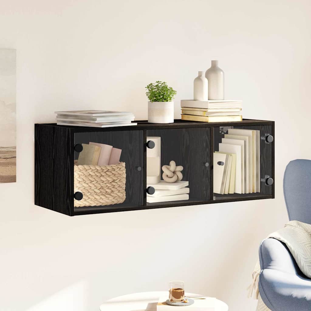 vidaXL Ντουλάπα Τοίχου 102 x 37 x 35 εκ Επεξεργασμένο Ξύλο Μαύρη Οξυά