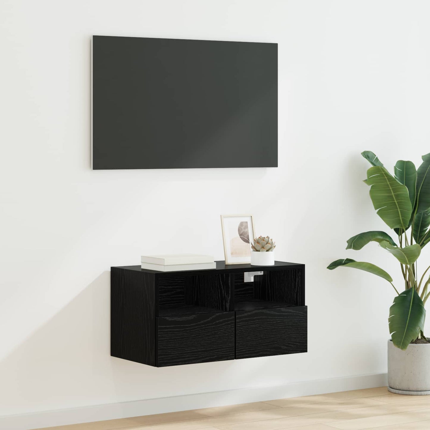 vidaXL Ντουλάπι Τηλεόρασης Τοίχου 60 x 30 x 30 cm Μαύρη Οξυά