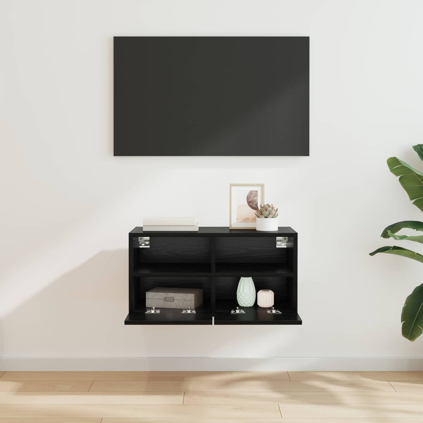 vidaXL Ντουλάπι Τηλεόρασης Τοίχου 60 x 30 x 30 cm Μαύρη Οξυά