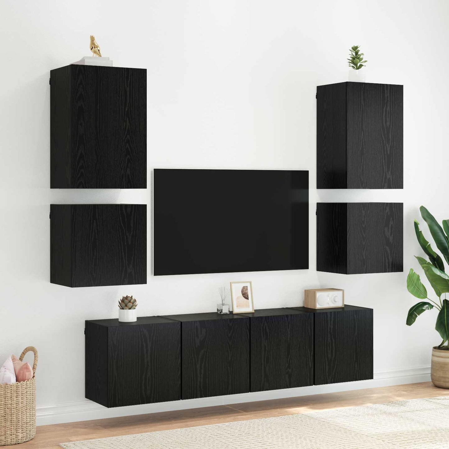 vidaXL Ντουλάπι Τηλεόρασης Τοίχου 40,5x30x40εκ Μαύρη Οξυά