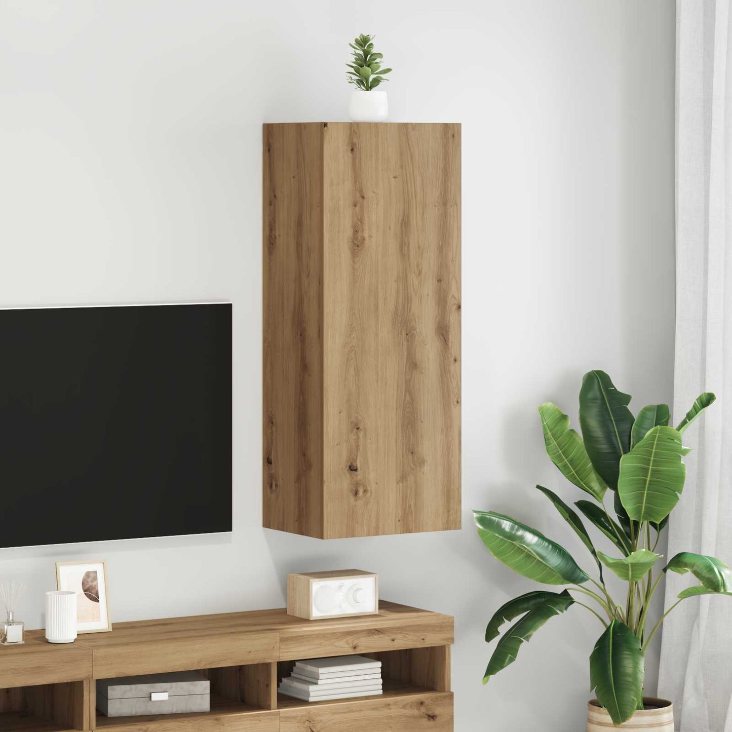 vidaXL Ντουλάπι Τηλεόρασης Τοίχου 40,5 x 30 x 102 εκ. Artisan Oak