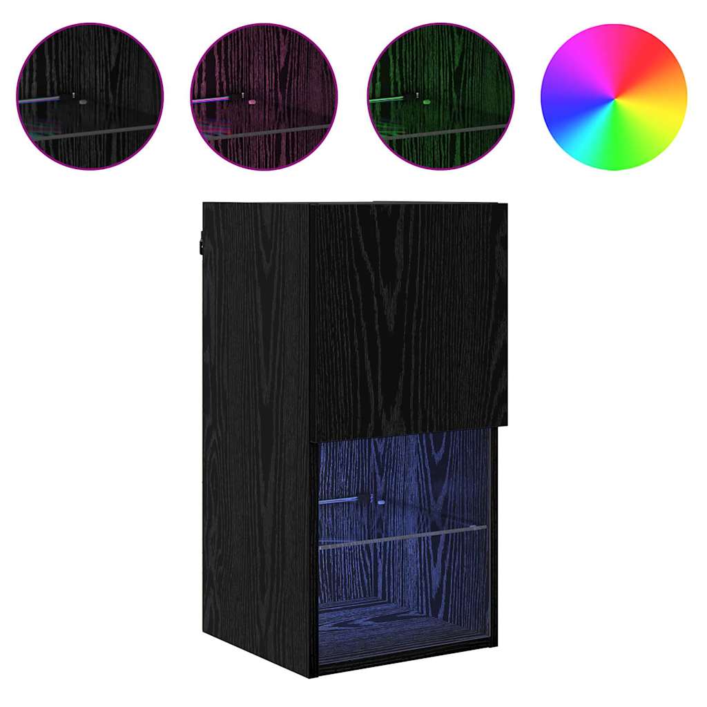 vidaXL Τοίχου ντουλάπες τηλεόρασης 2 pcs Μαύρη Οξυά 30,5 x 30 x 60 εκ.