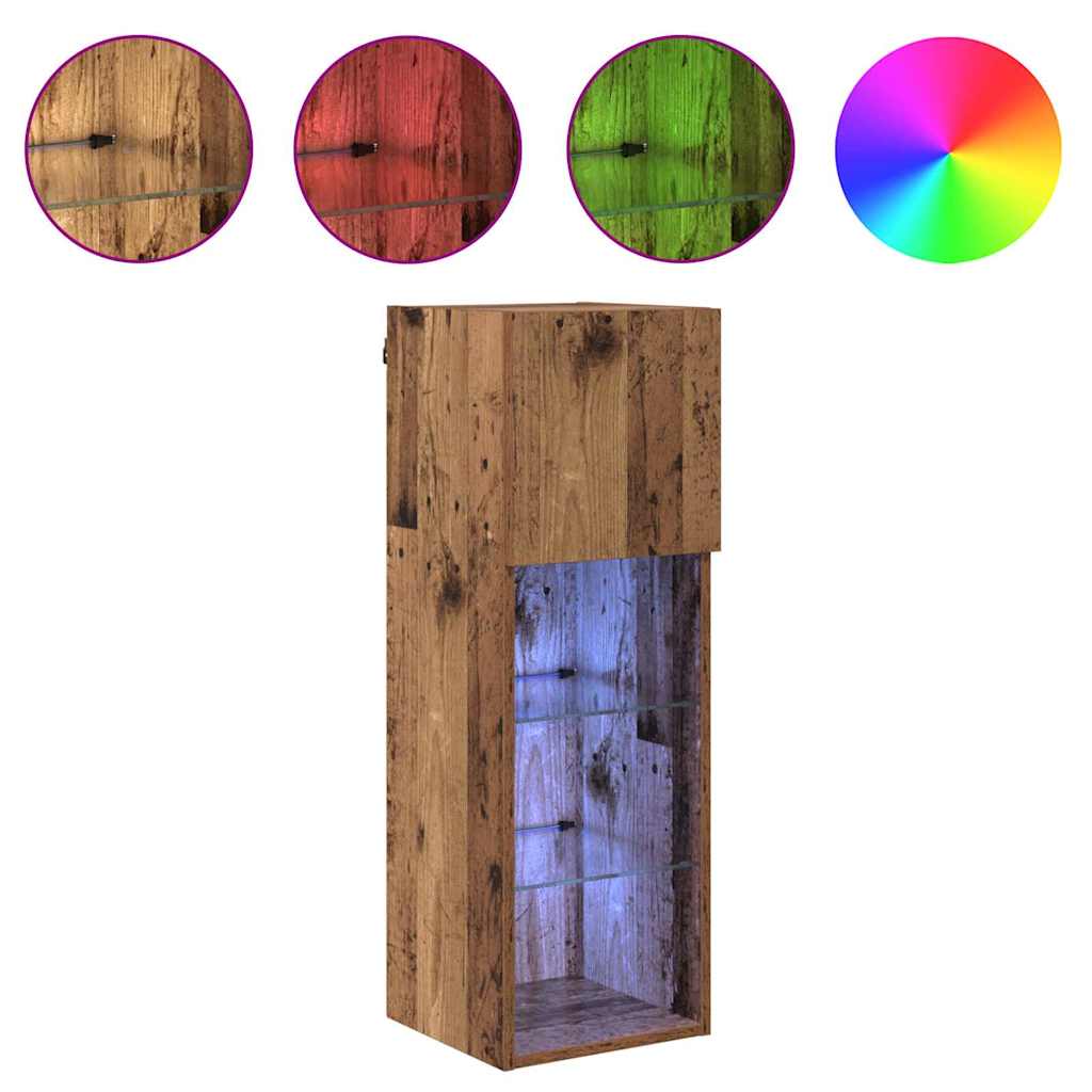 vidaXL Κρεμαστός θρανίο τηλεόρασης Παλιό ξύλο 30,5 x 30 x 90 cm