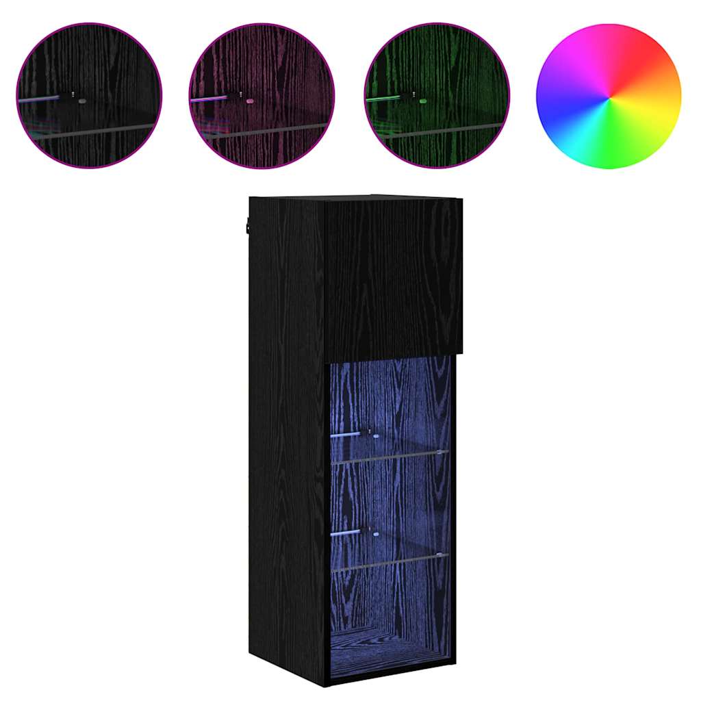 vidaXL Τοίχου ντουλάπες τηλεόρασης 2 pcs Μαύρη Οξυά 30,5 x 30 x 90 cm