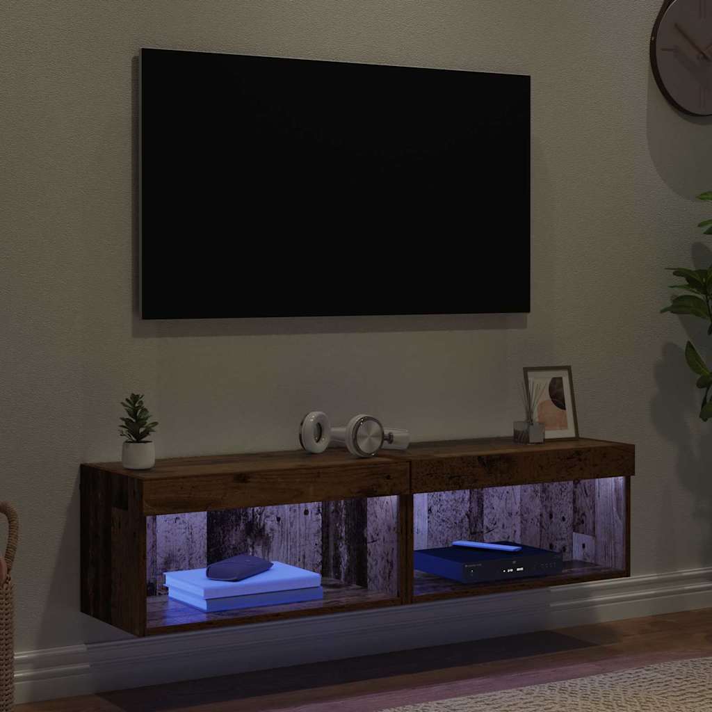 vidaXL Έπιπλα τηλεόρασης Επιτοίχιο 2 pcs Παλιό Ξύλο 60 x 30 x 30 cm