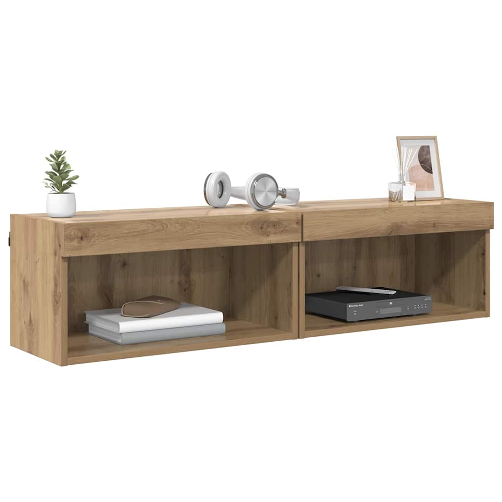 vidaXL Έπιπλα τηλεόρασης Επιτοίχιο 2 pcs Artisan Oak 60 x 30 x 30 cm