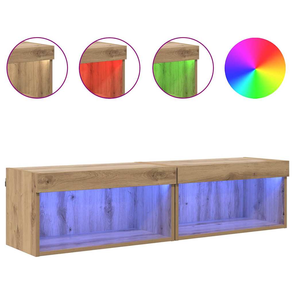 vidaXL Έπιπλα τηλεόρασης Επιτοίχιο 2 pcs Artisan Oak 60 x 30 x 30 cm