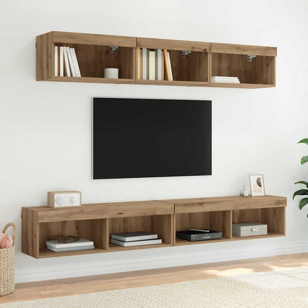 vidaXL Βάσεις τηλεόρασης Panama 2 pcs Artisan Oak 100 x 30 x 30 cm